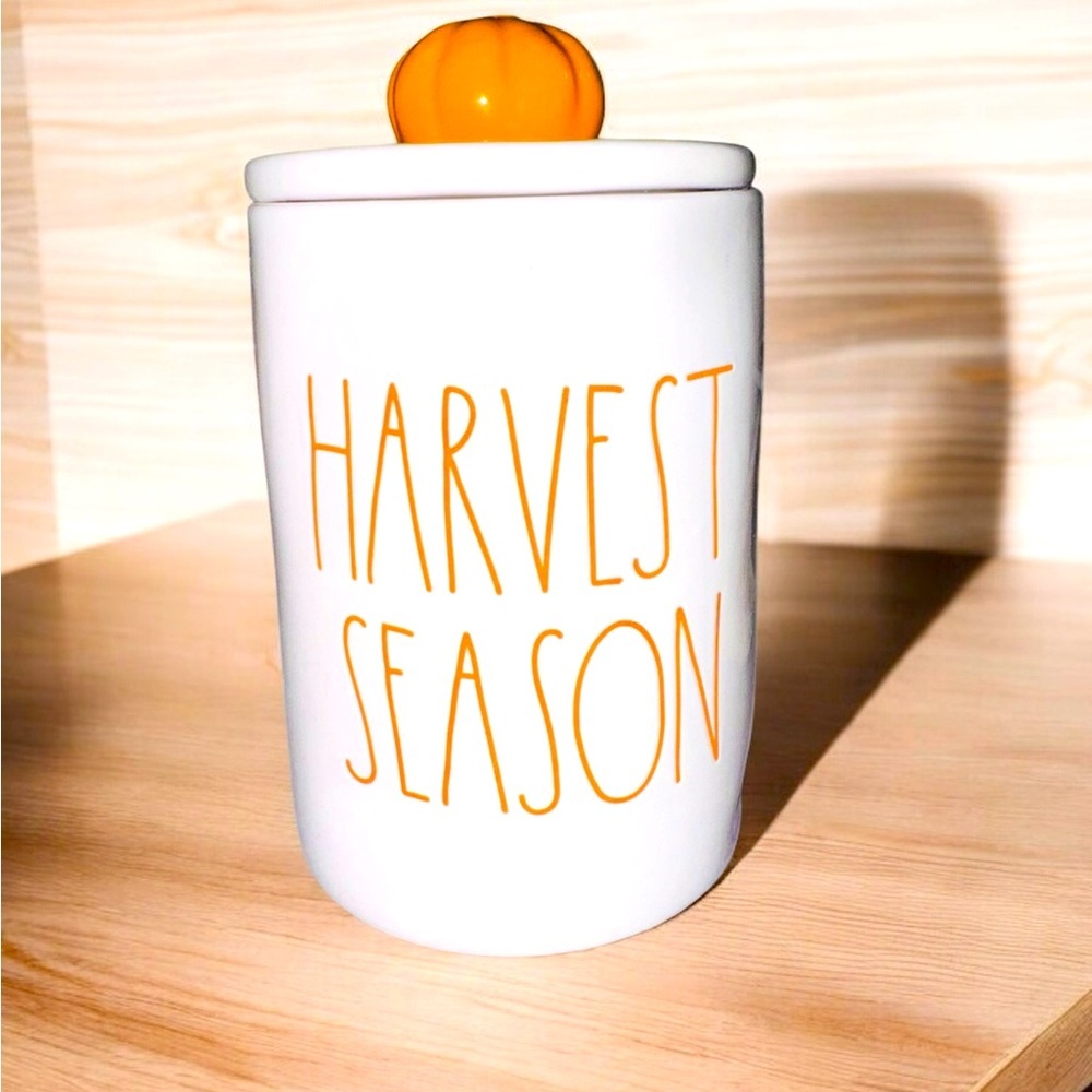 Rae Dunn Artisan Collection Harvest Season With Pumpkin Jar Lid EUC